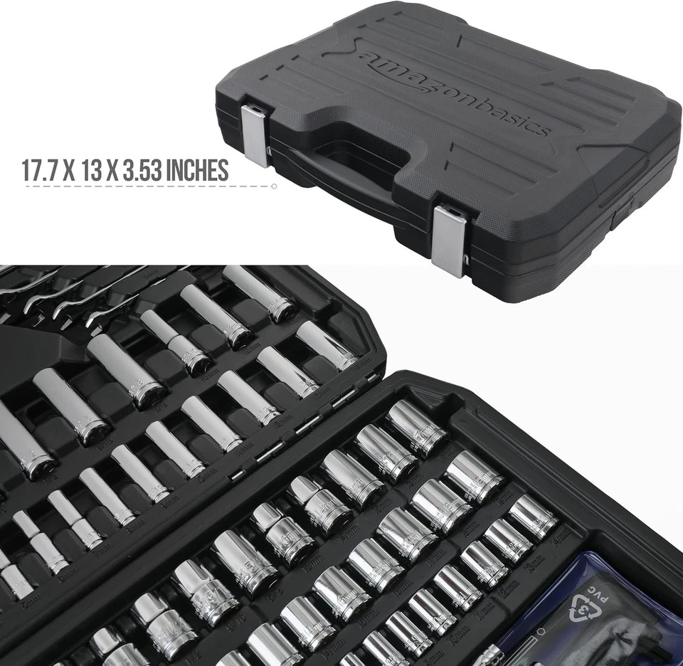Mechanic'S Socket Tool Set with Case, SAE and Metric Sizes, 201-Piece