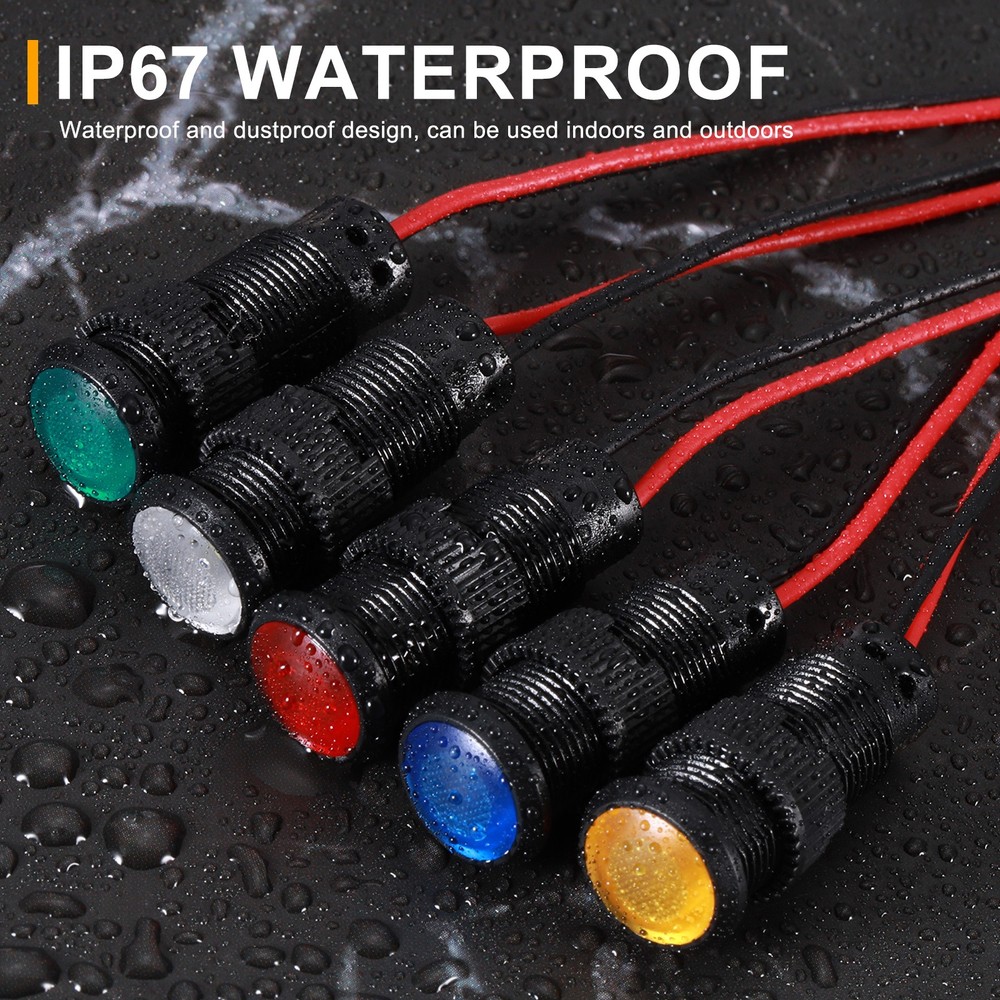 5Pcs 6mm Indicator Light Plastic Shell 110V-220V AC/DC for Boat Car,Green