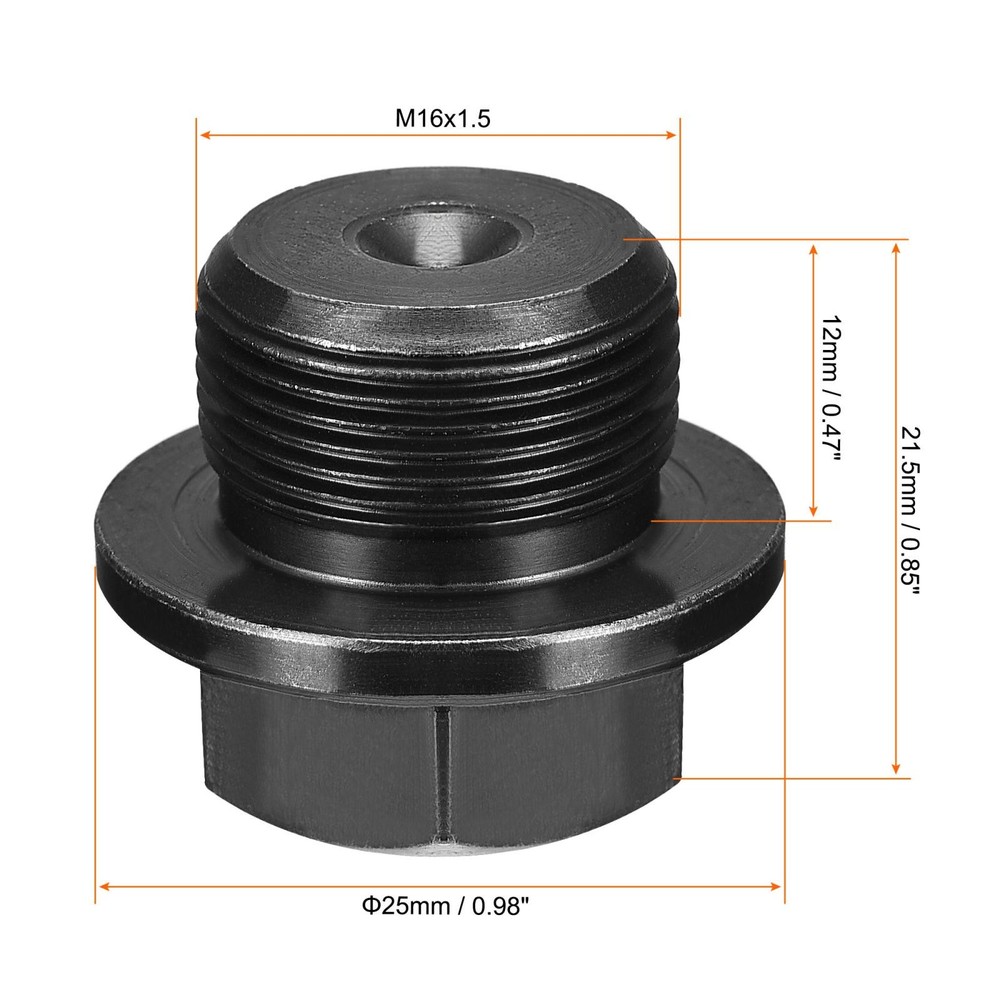 Outer Hex Head Socket Pipe Fitting Plug M16x1.5 Male Thread Carbon Steel 2Pcs