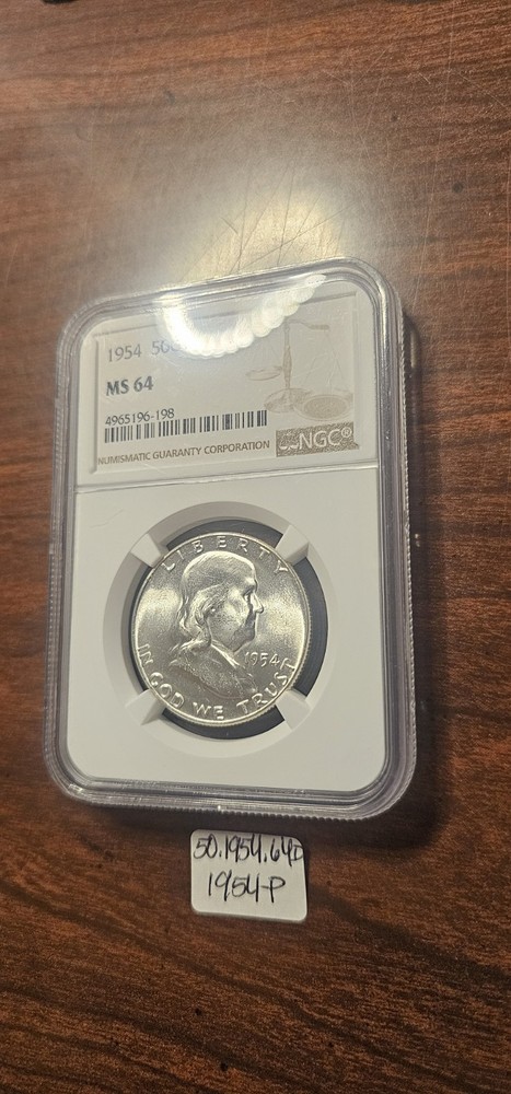 1954-P Franklin Half Dollars NGC MS64 Brilliant Uncirculated
