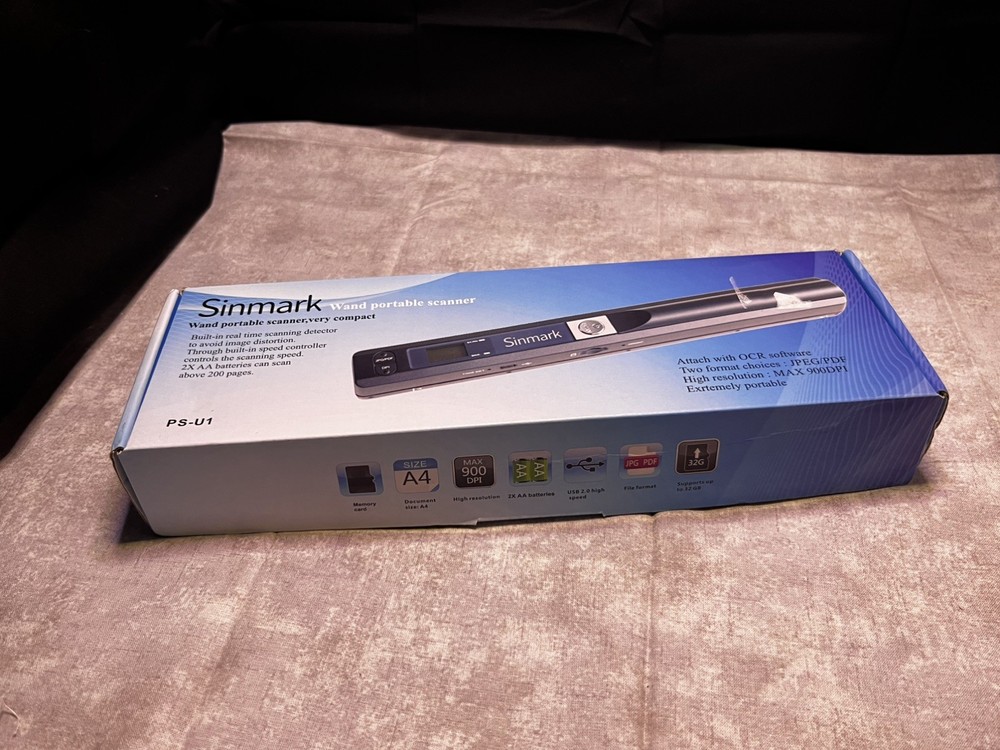 Portable Scanner Wand Sinmark Brand Compact PS-U1 Blue With Accessory’s