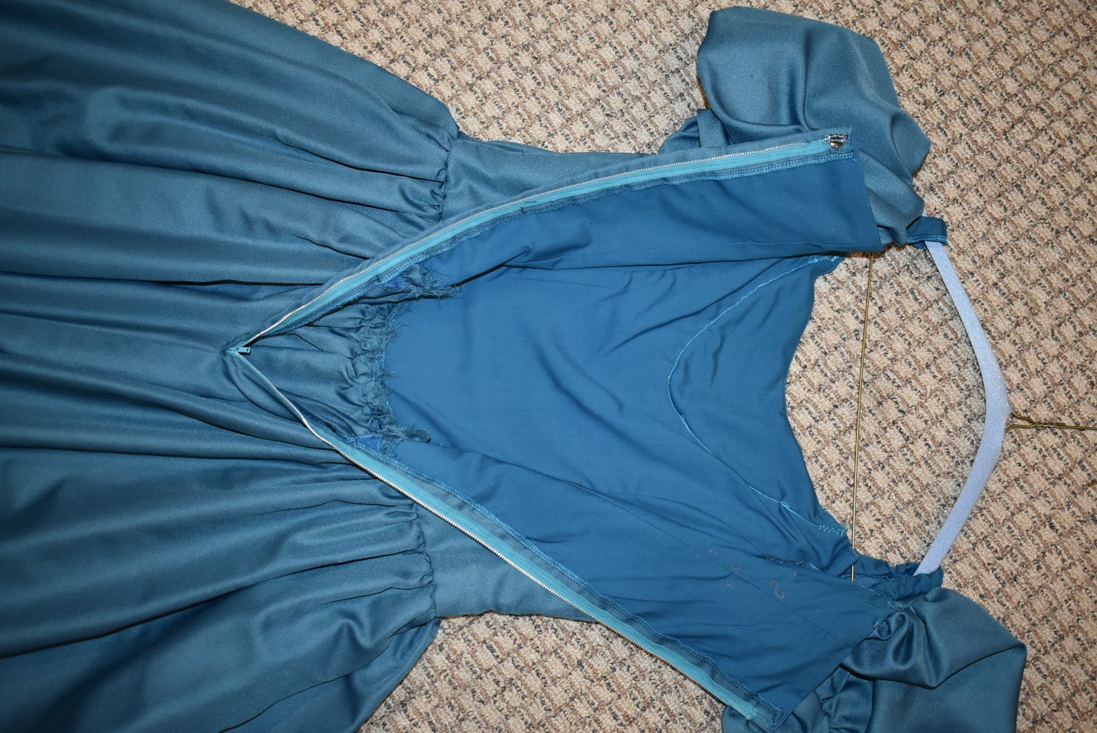 Victorian Civil War 19th Century Dress Peacock Blue Ball Gown - M/L