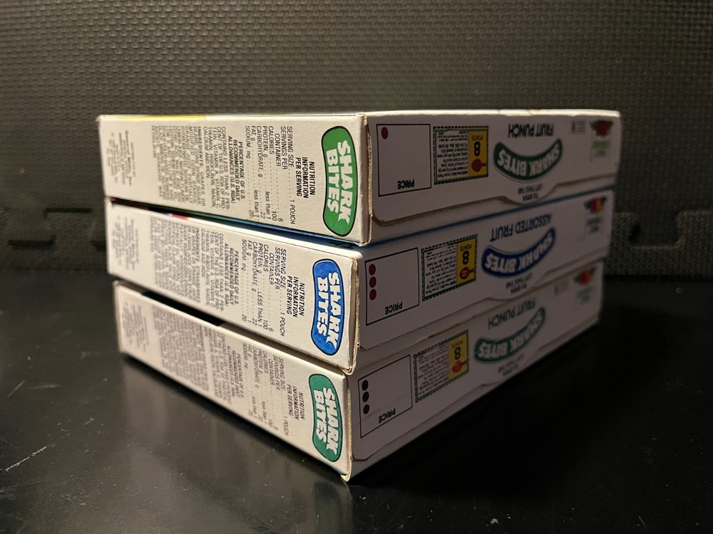 Shark Bites fruit snacks - 3 empty custom design display boxes