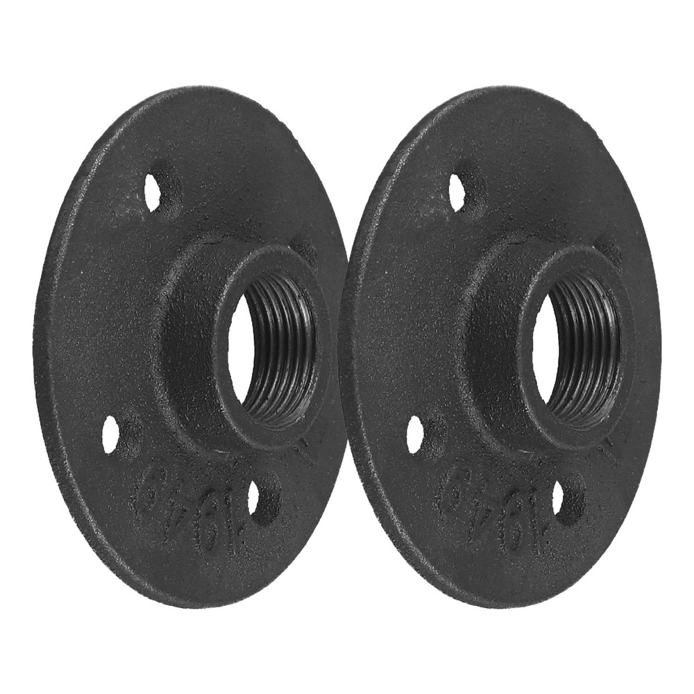 3/4 Black Painted Floor Flange with Threaded H 2 Pack Secure Installation