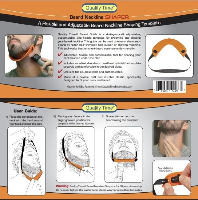 Premium Beard Neckline Shaper Guide - Hands-Free, Adjustable Template Tool, DIY
