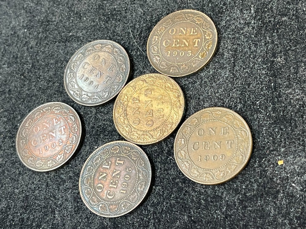 Assorted Canada Large Cent 6 Coins Lot Great Condition High Value