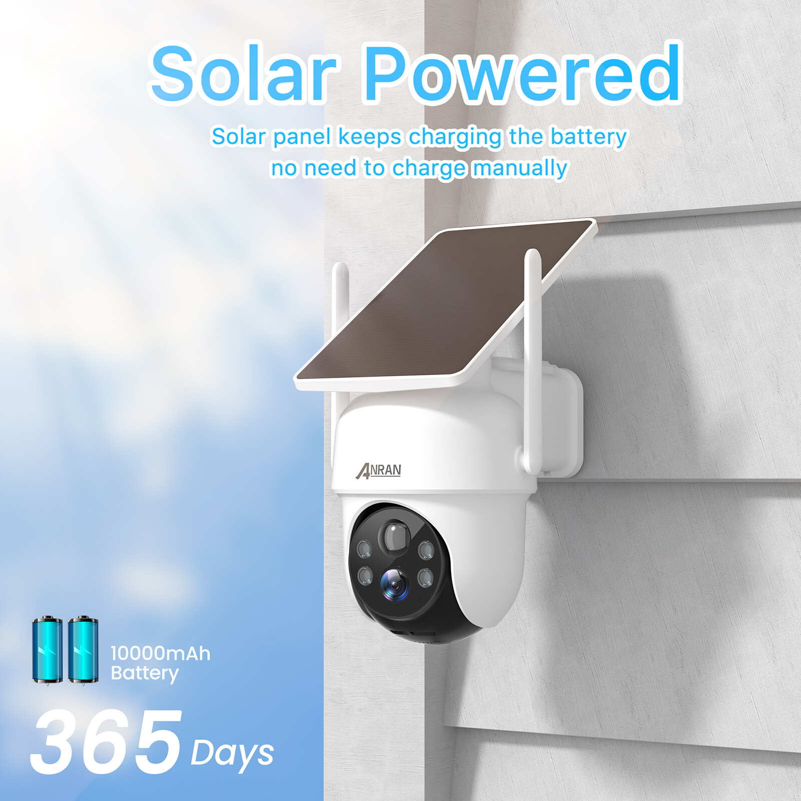 ANRAN Solar Battery Powered Wireless Security Camera System WiFi IP Outdoor Home