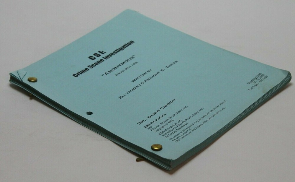 CSI: CRIME SCENE INVESTIGATION / Anthony E. Zuiker, 2000 TV Script "Anonymous"