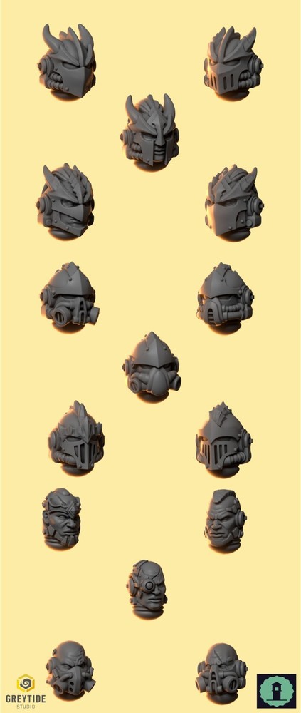 Salamanders Heads - BITS - MULTILISTING - Greytide Studio - Grave Wardens