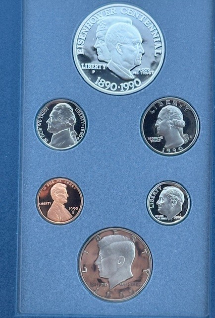 1990 U.S. Mint Prestige Proof Set • Eisenhower Silver Dollar • 90% Silver • OGP
