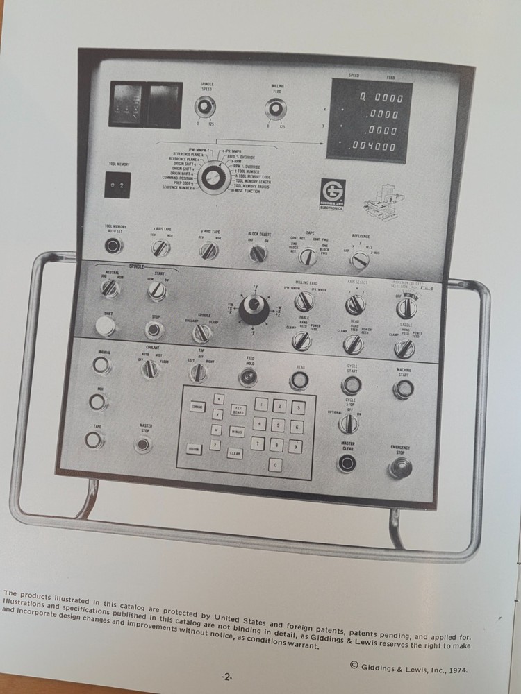 GIDDDINGS & LEWIS NumeriPoint 80-P Process Computer Control Catalog 1974