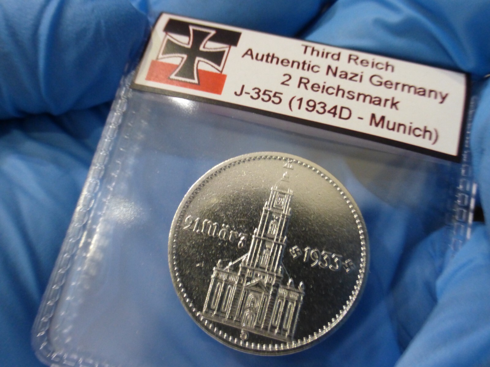 Nazi Silver Coin 1934D 2 Reichsmark Potsdam Church Beautiful Third Reich Germany