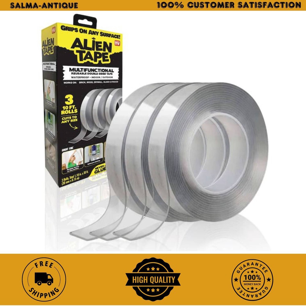 Alien Tape 10 ft. Multi-Surface Tape Reusable Double Sided , 3-Pack
