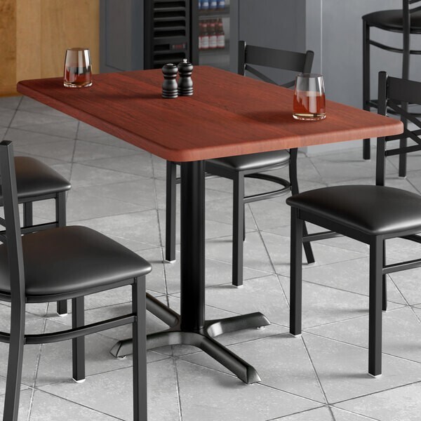 30" x 48" Rectangular Restaurant Table Top with Red Mahogany Laminate Top Finish