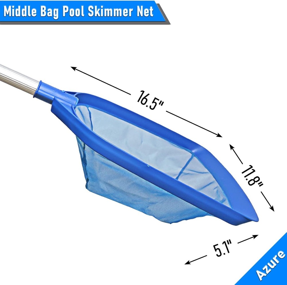 Lightweight Pool Cleaning Tool: 5' Telescopic Aluminm Pole with Medium Fine Mesh
