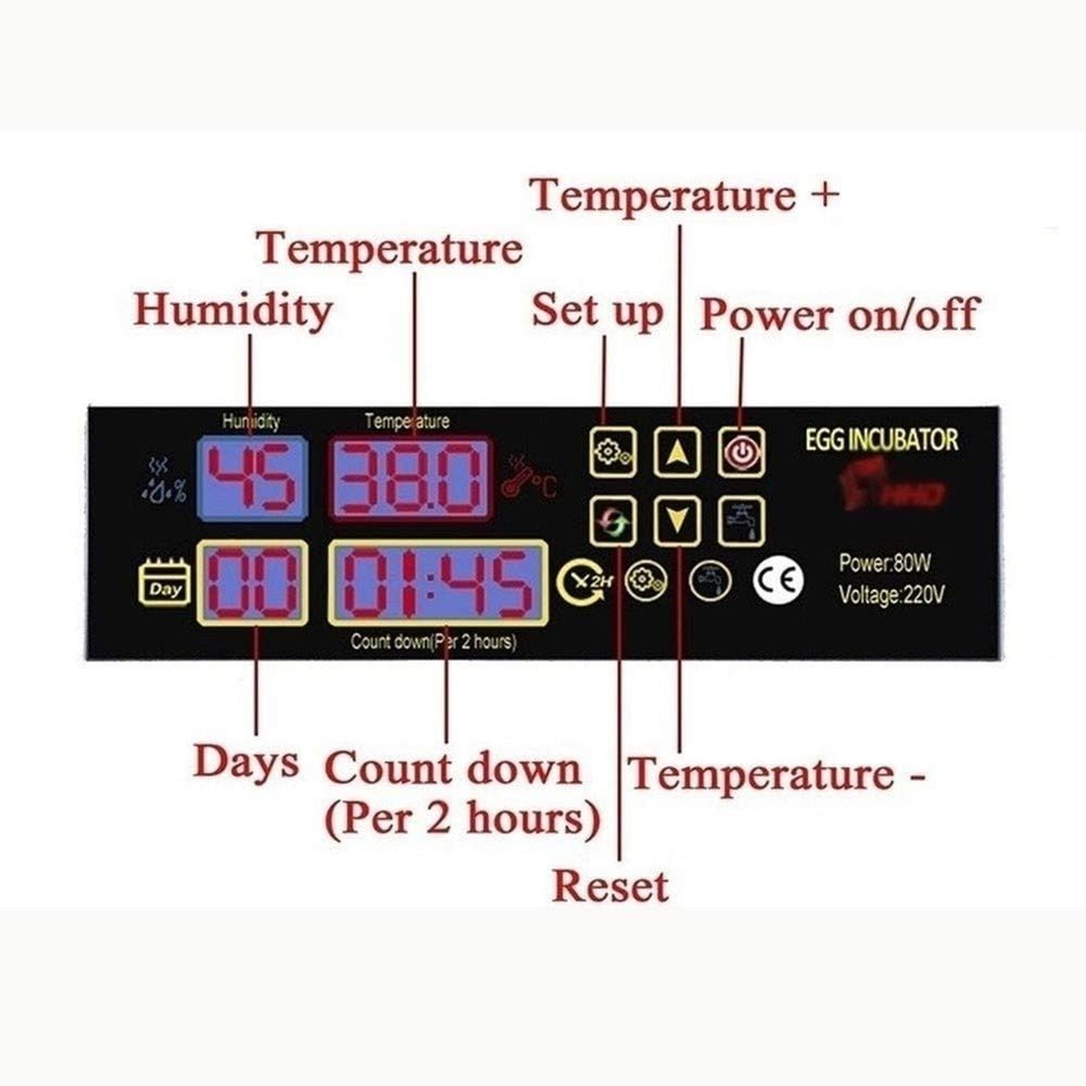 56 Egg Incubator Digital Hatcher Automatic All size Egg Turning Humidity Control