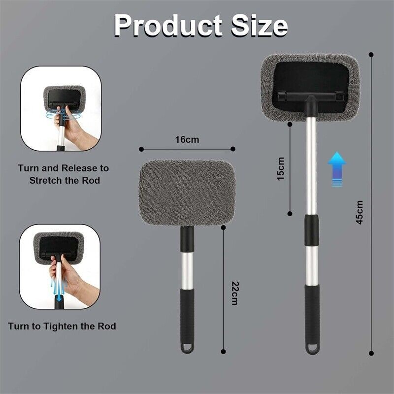 Telescopic Microfiber Car Window Cleaner Cleaning Brush Windshield Wiper Tools