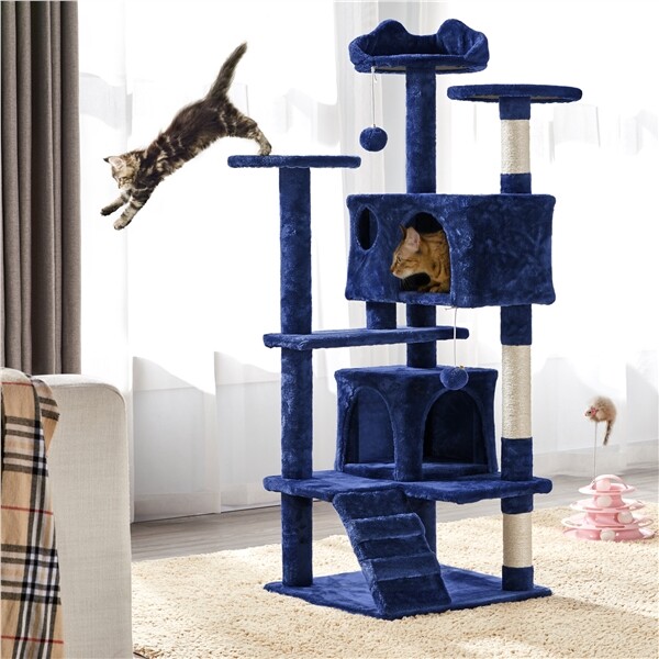 54in Cat Tree Tower Condo with Scratching Post for Kittens Pet House Furniture