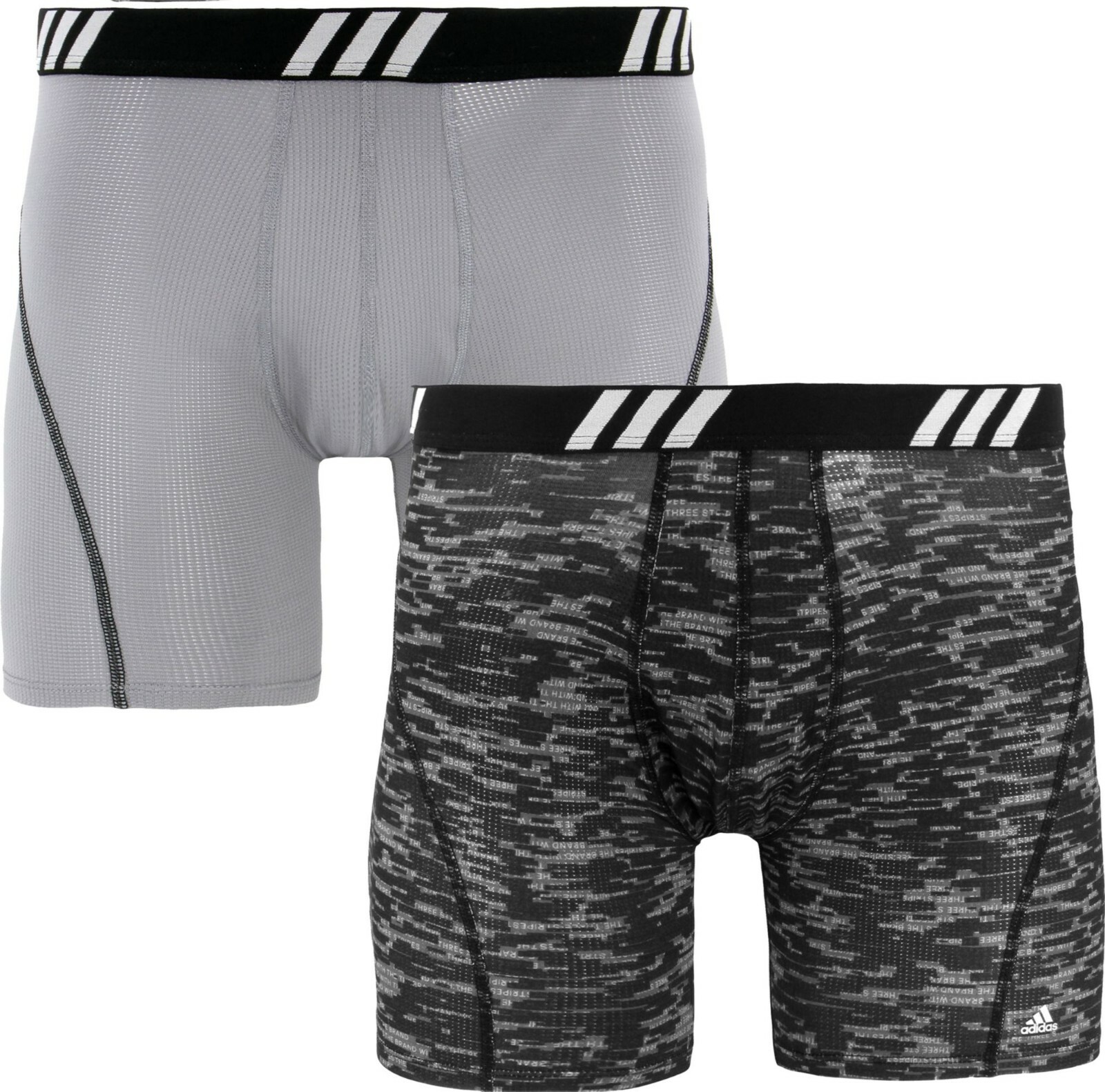 Adidas Men's Boxer Briefs 2 Pack L 36-38 Black Grey Stretch Performance MSRP$26