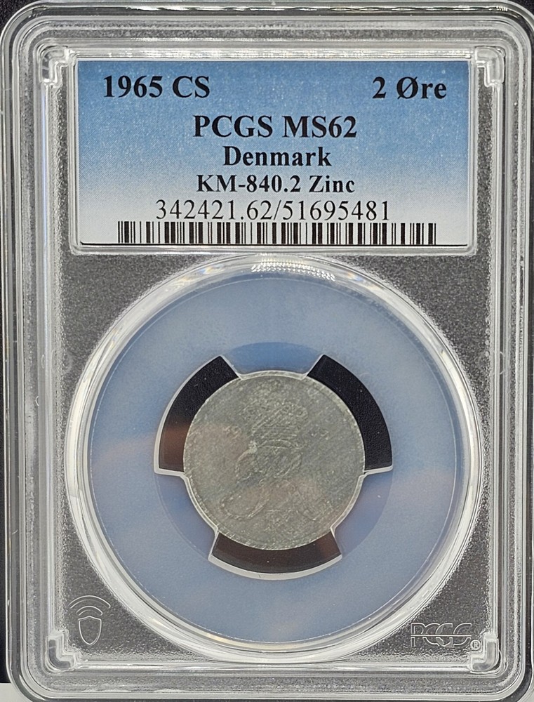 1965 Denmark 2 Ore PCGS MS62 (KM-840.2)