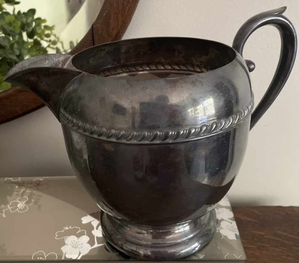 Vintage MCM Silver On Copper Sheridan Silver Pitcher