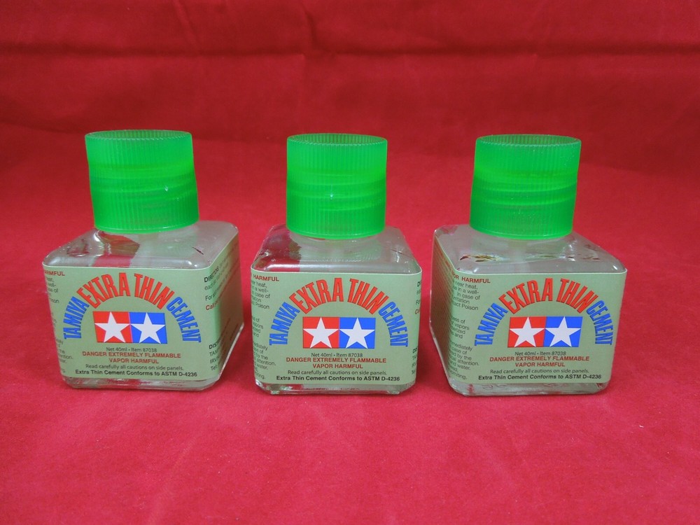 (3) TAMIYA 87038 EXTRA THIN CEMENT PLASTIC MODEL GLUE 40 ml MODELING 3 PACK