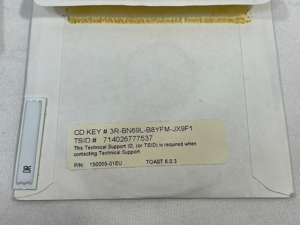 Vintage 2003 Toast 6 Titanium Adaptec CD-ROM Recording Software Mac OS Computer