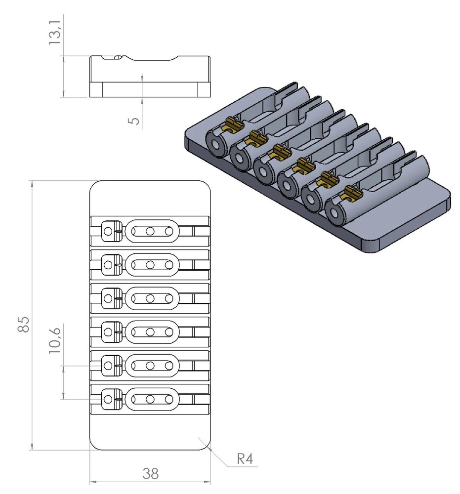 Nova Guitar Parts 6-String Fixed Guitar Bridge