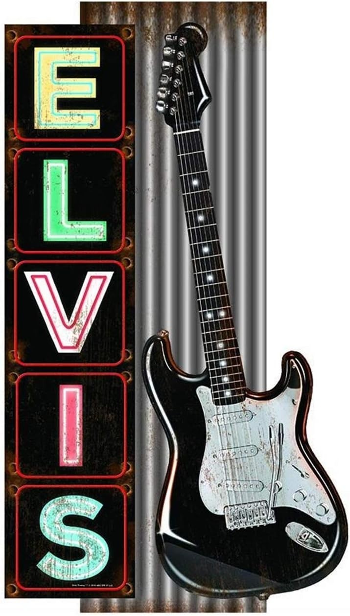 Elvis Presley Marquee Style Metal Wall Sign with Guitar Bar Restaurant Garage