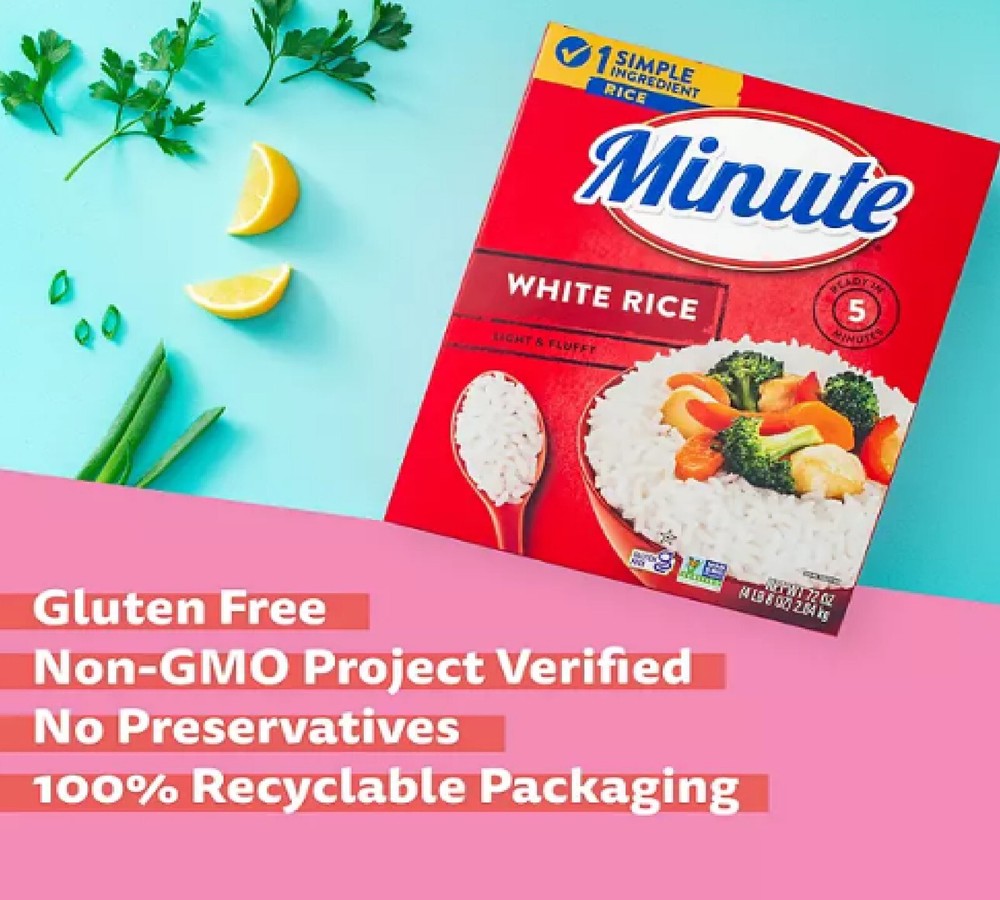 Minute Instant Light and Fluffy White Rice, 72oz.