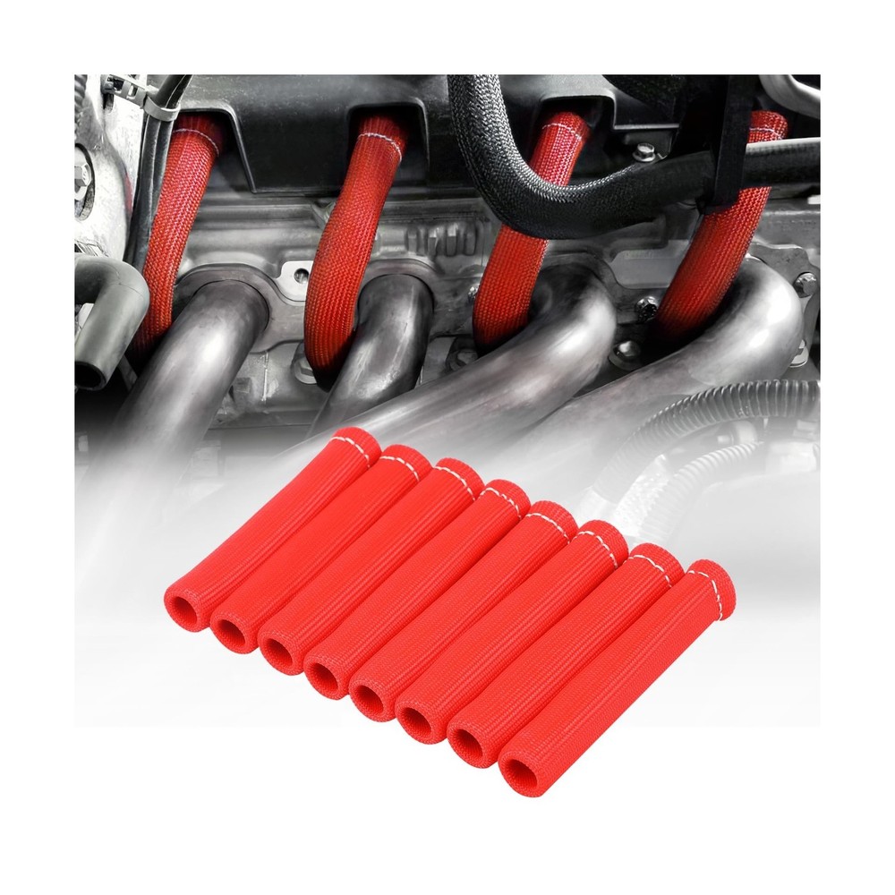 8 PCS Spark Plug Boot Protector 2500° Spark Plug Heat Sleeve Wire Covers Wr