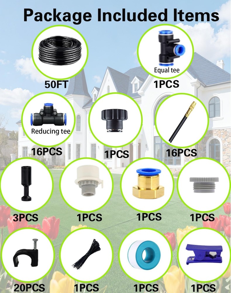 Drip Irrigation System,Automatic Garden Watering System, 360 Adjustable Mist ...