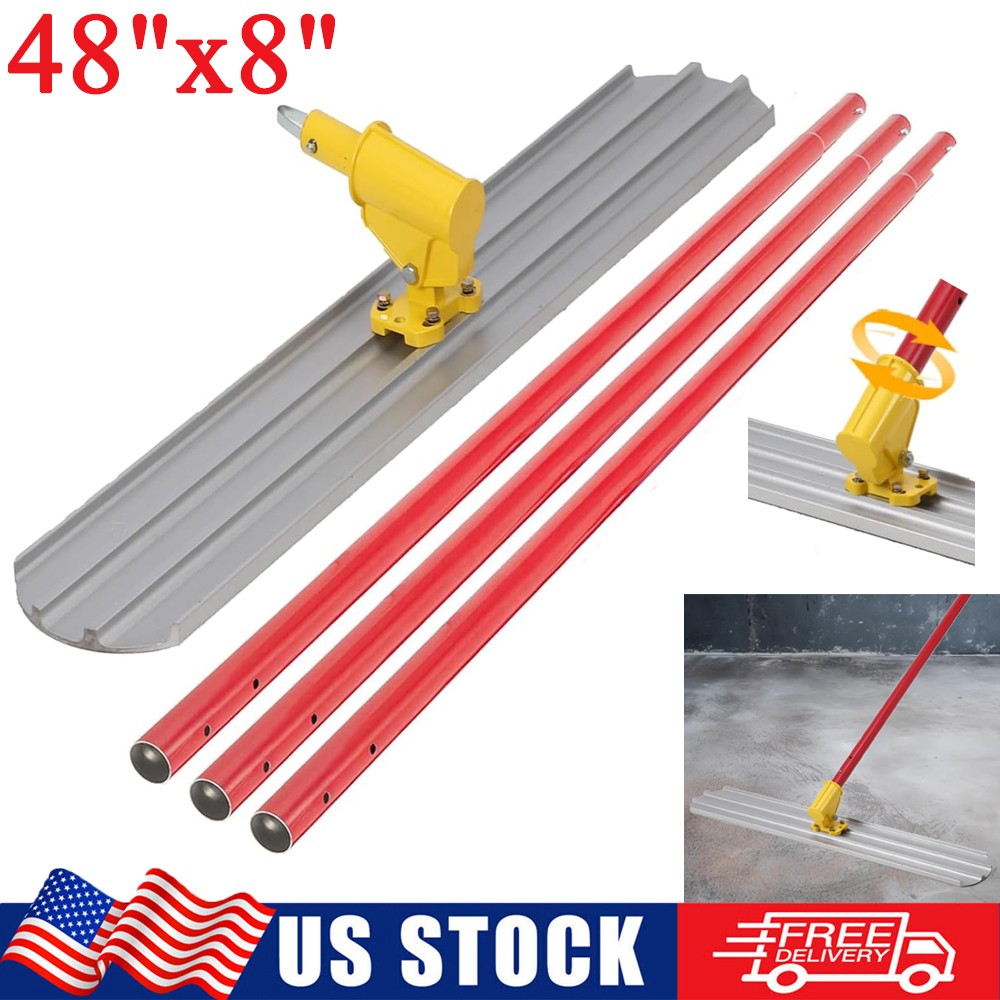Bull Float Magnesium Concrete Float 48"x8" Concrete Tool Trowel Float 3 Handles
