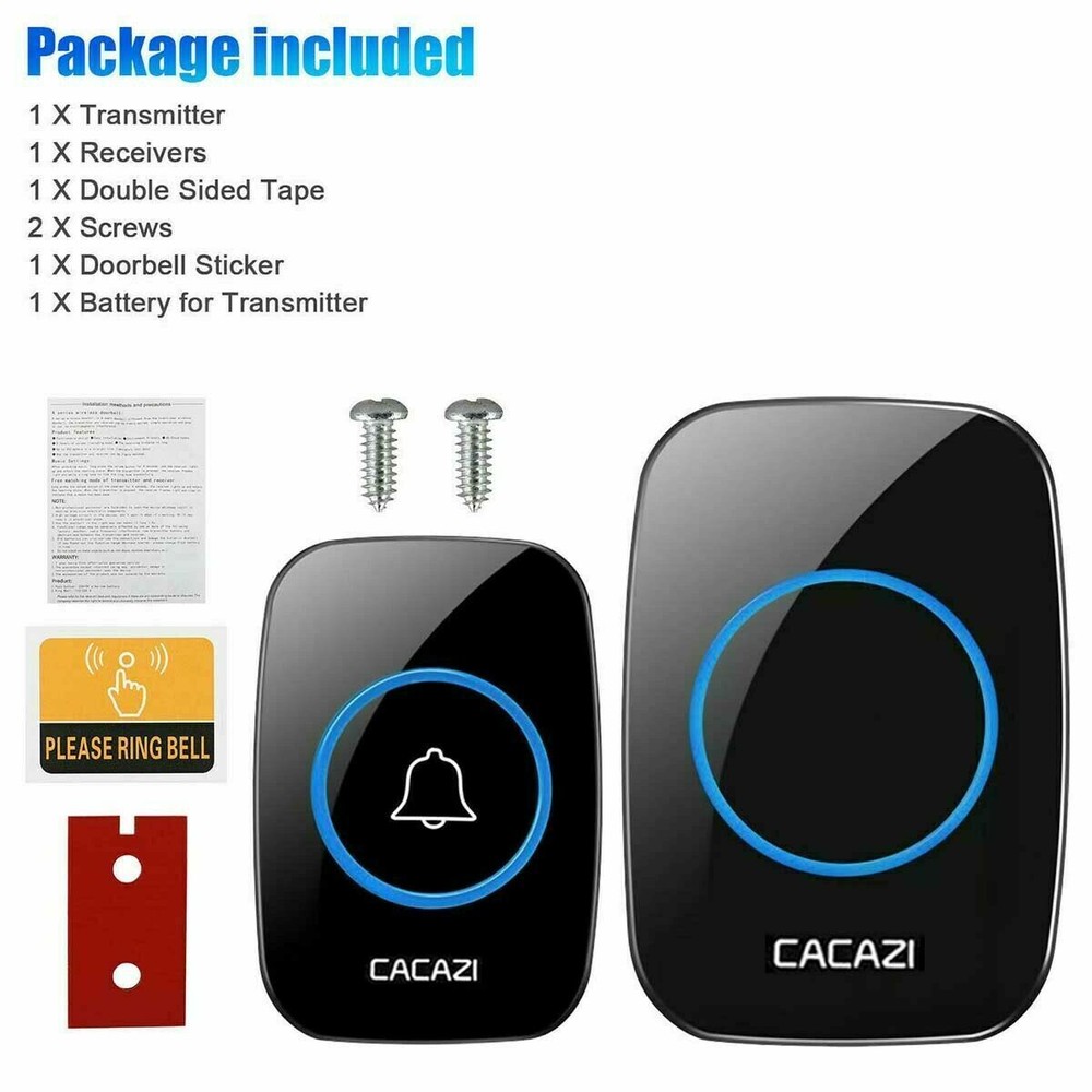 Wireless Door Bell Remote Button Plug in Receiver Doorbell Extra Long Range US