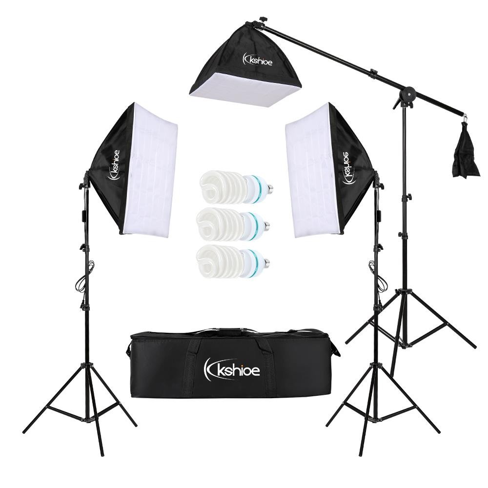 3 x Softbox Continuous Lighting Studio with 3 Adjustable Light Stands Carry Bag