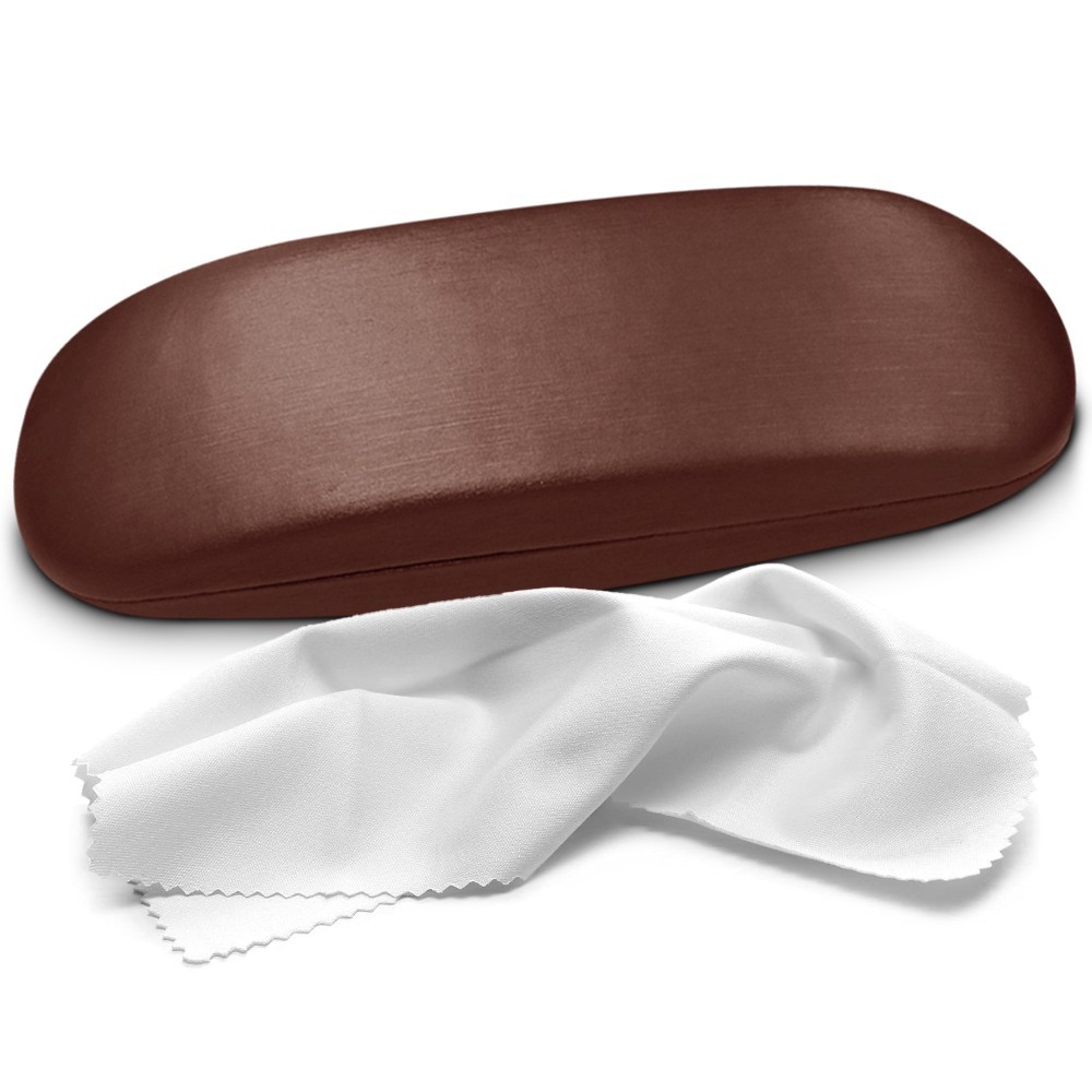 Hard Shell Glasses Case - Durable Brushed Eyeglass Holder with Microfiber Cloth