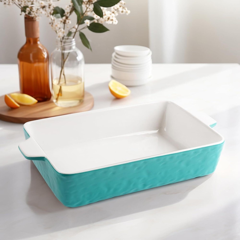 Baking Dish, Rectangular Casserole Dish for Oven, Lasagna Pan Deep Aquamarine