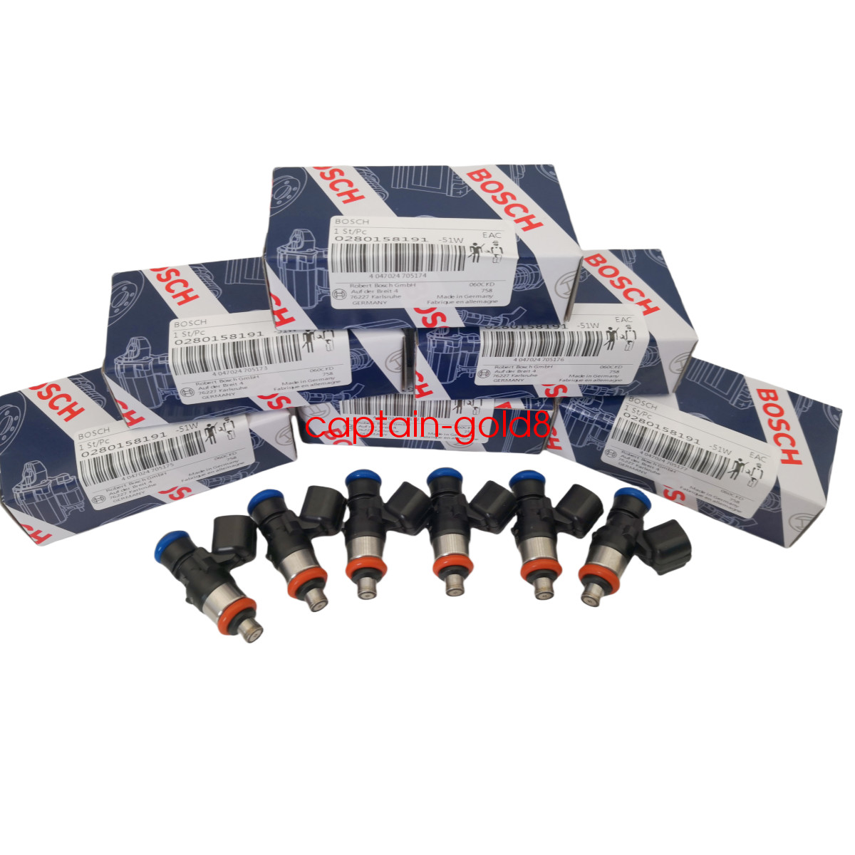 BOSCH 6x Original OEM 0280158191 For Ford Fuel Injectors 2011-17 3.5L 3.7L