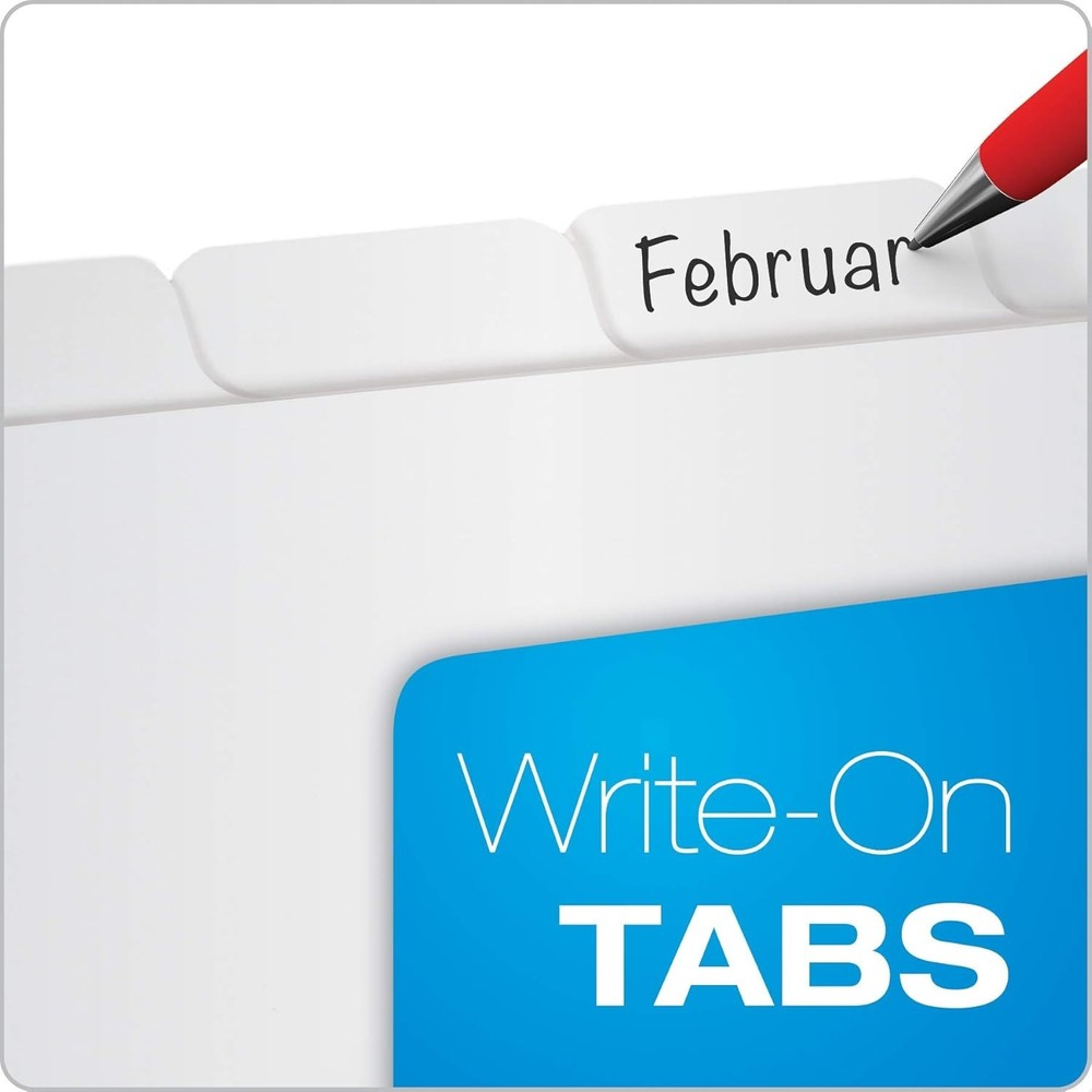 Binder Dividers for 3 Ring Binders, 10 Pack, 8-Tab Dividers, Write on Tabs, Whit