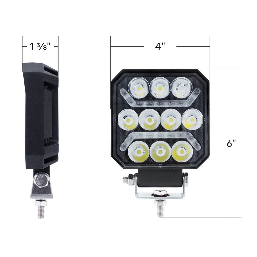 10 White LED Work U Guide Light with White Auxiliary Light Bar