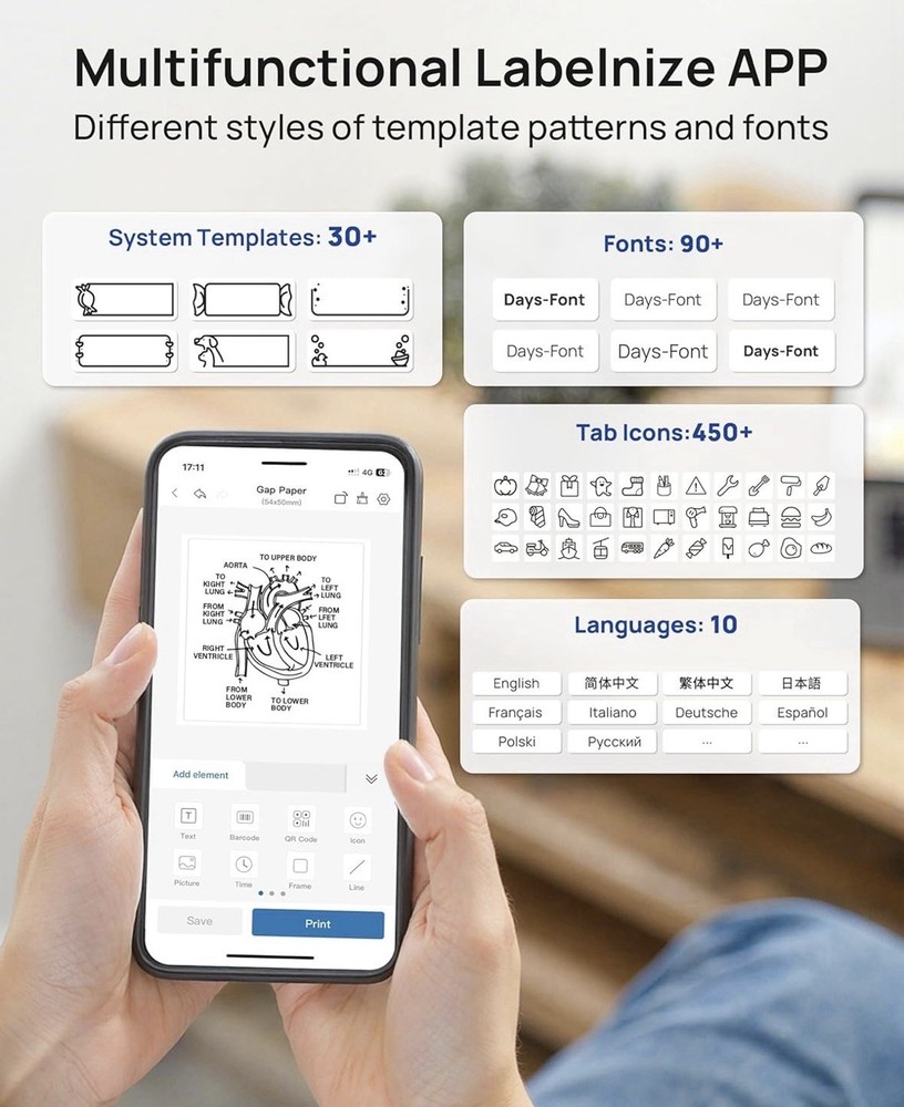 PM260 Thermal Label Maker Machine, 2 Inch Label Maker Bluetooth Label Printer