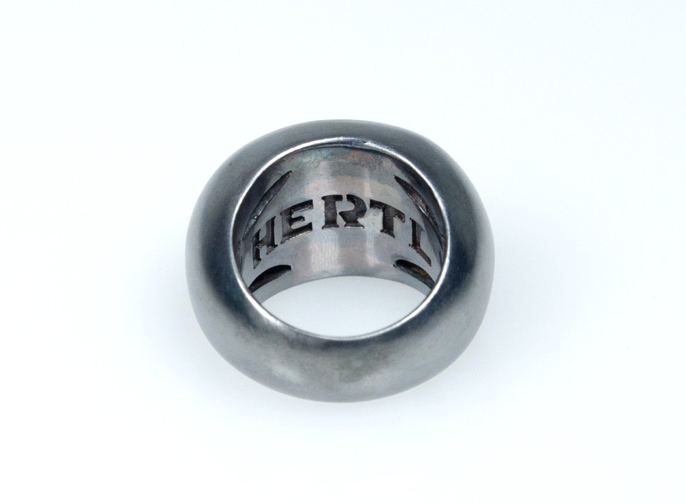 925 Silver - Massive Vintage Designer Ring - Black Boulder Opal