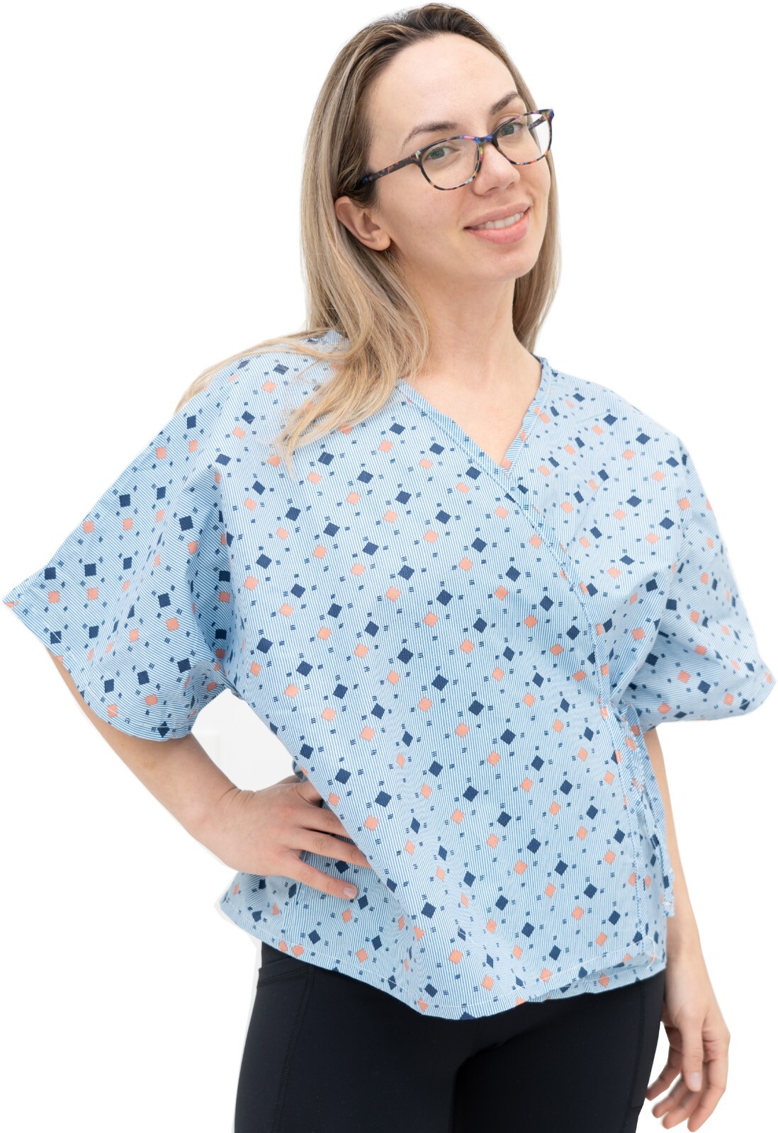 3 Pack - Mammography Gown Cape 23 x 62 Open Front, 1 Tie Overlap, Leaf Print