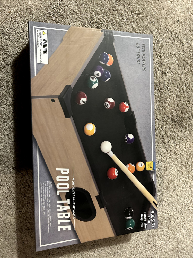 20" Mini Wooden Tabletop Pool Table Set - Portable Billiards Game