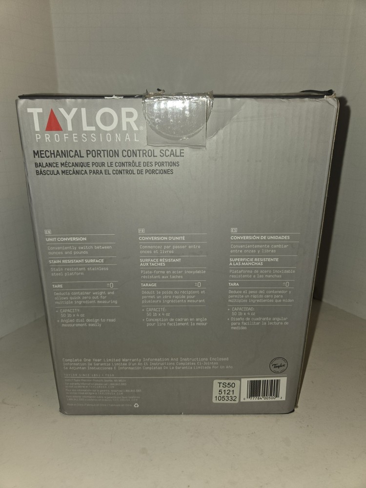 TAYLOR Professional Portion Control Scale TS50 Dial Scale ,50 lb Weight Cap