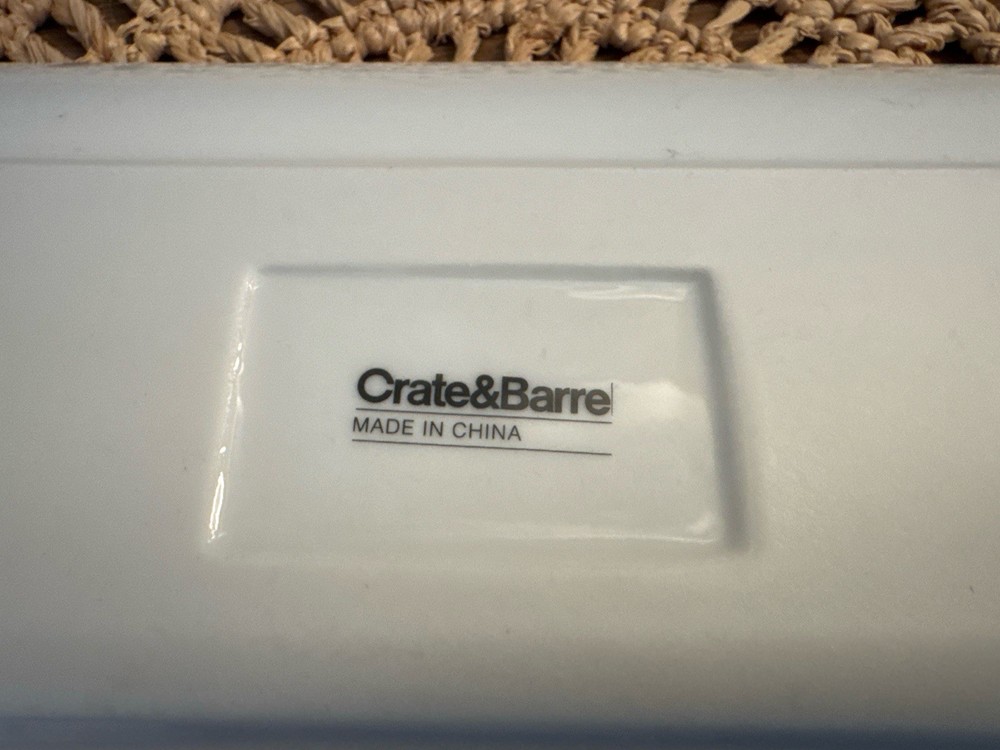Crate & Barrel ceramic serving tray beer theme barware platter