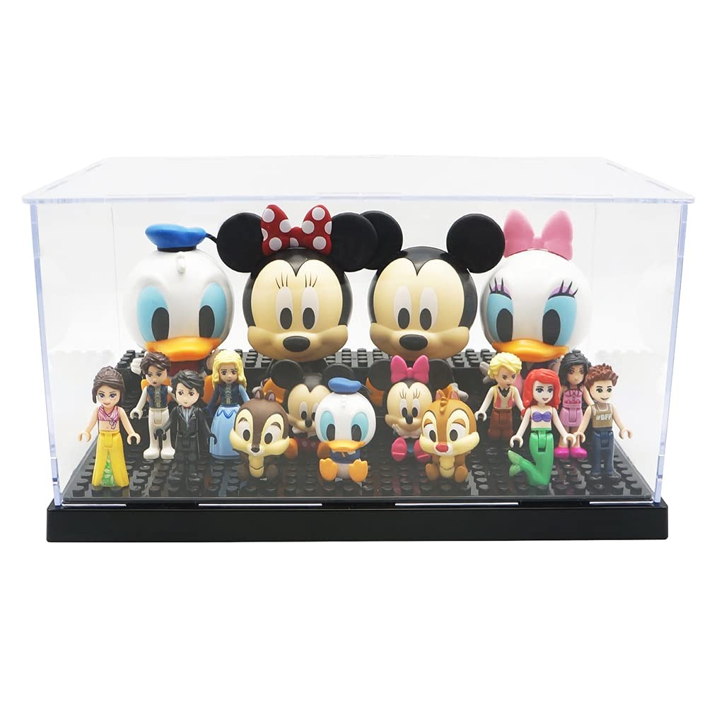 Display Case for Minifigure Action Figures Blocks, Box Storage Black