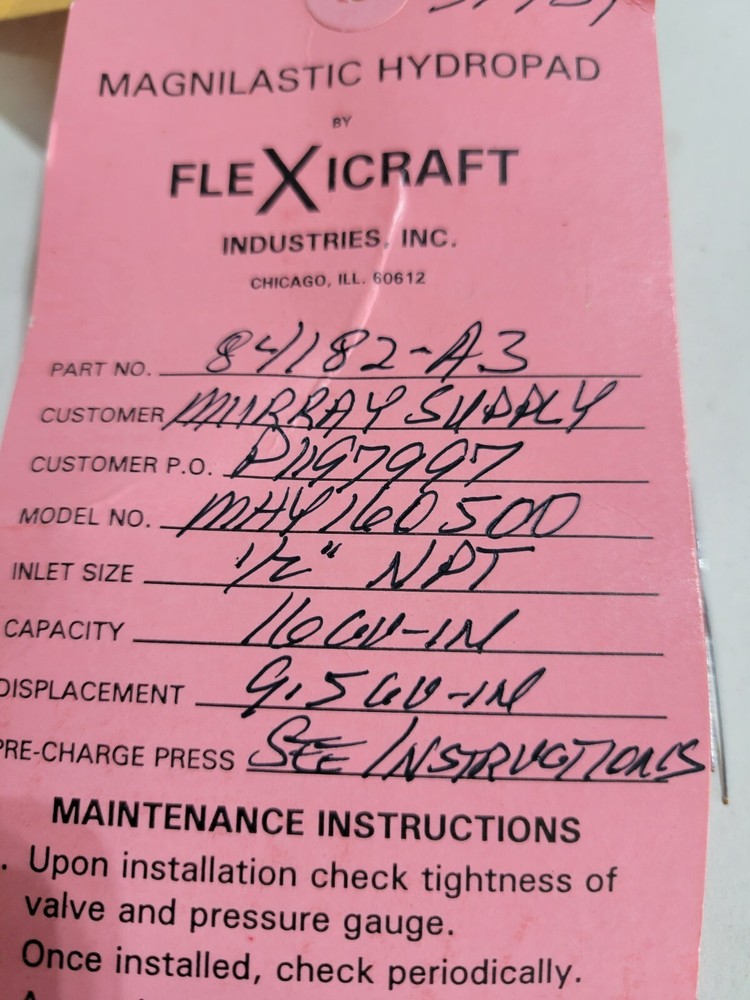 Flexicraft Magnilastic Hydropad Accumulator 500 PSI