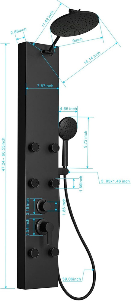 3 In1 Shower Panel Tower System Stainless Steel Multi-Function Shower Panel with