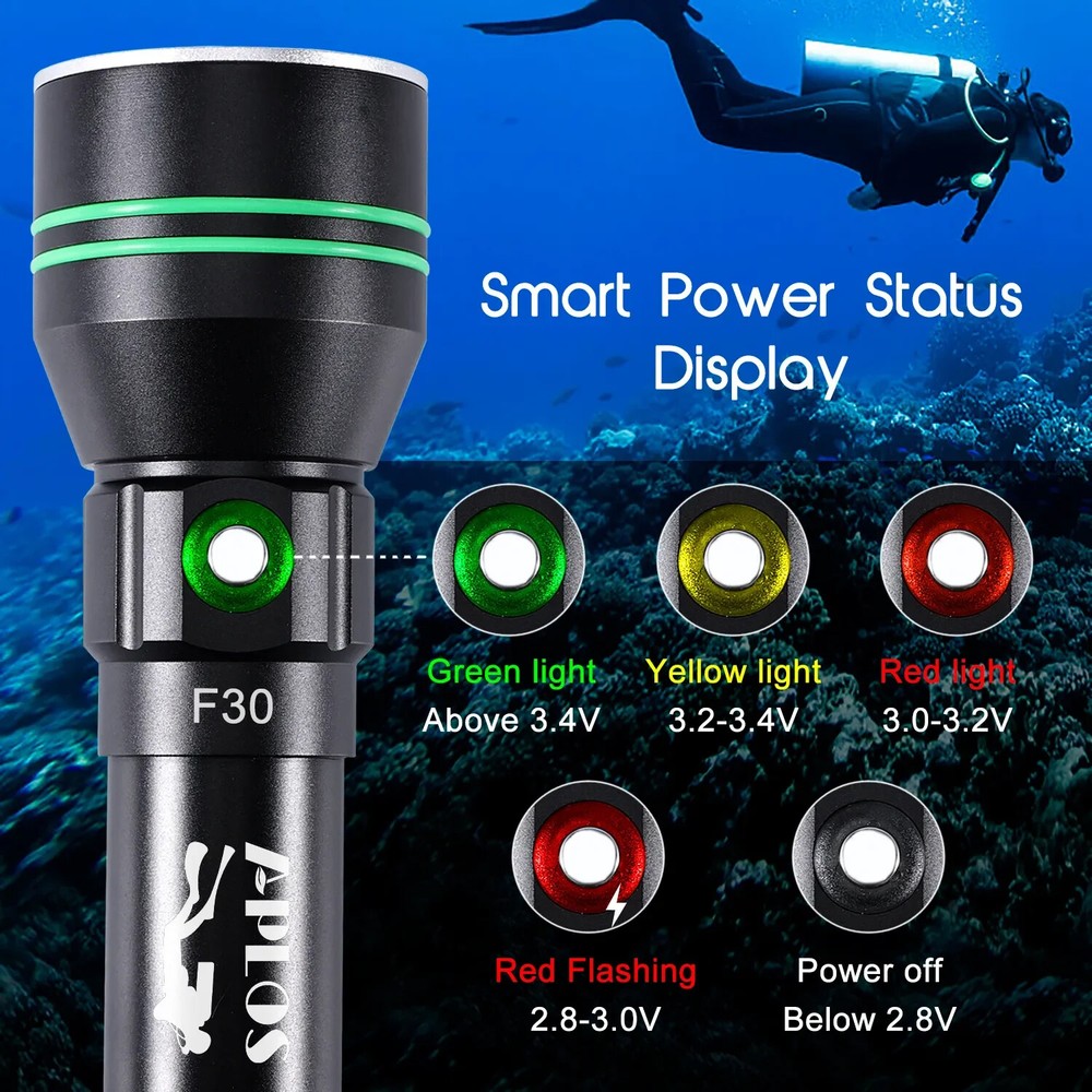 Professional LED Diving Flashlight Diving Torch Waterproof Underwater Lantern
